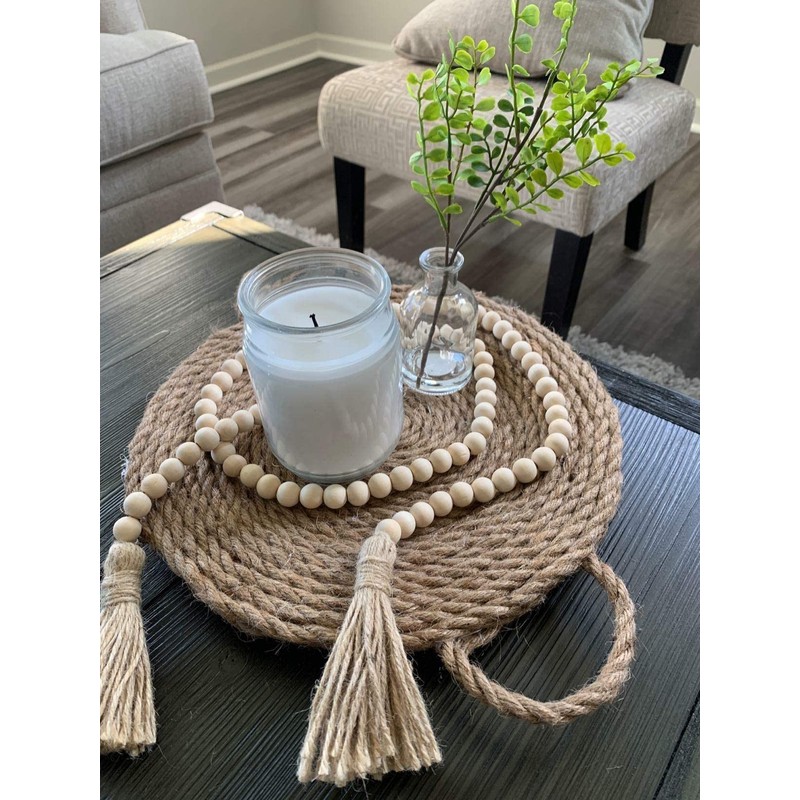 58inch Wood Beads Garland Farmhouse Beads - Natural Prayer Wood