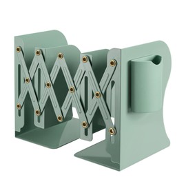 TAKORUY Adjustable Bookends, Desktop Bookshelf, Book Ends for Shelves, Book Ends for Heavy Books, Magazine Holder (Green)