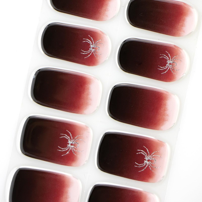 JMEOWIO Halloween Gradient Semi Cured Gel Strips Wraps Nail Art