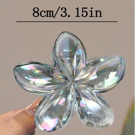 Flower Hair Clips for Women, 4 Pcs Clear Color Hawaiian Flower Hair Claw Clips, Sparkly Cute Large Hibiscus Hair Claw Decorative Accessories For Thick and Thin Hair
