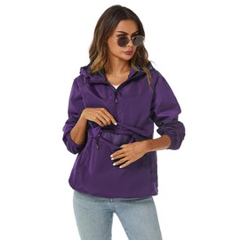 Avoogue Lightweight Rain Jackets For Women Waterproof Packable Raincoat For Women Pullover L