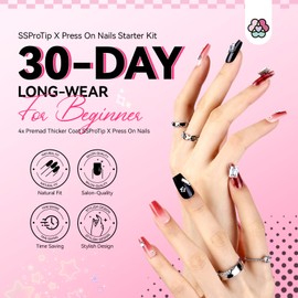 SAVILAND Press On Nails Starterset: Cool Sweetie Langanhaltendes Gel X Nagelset Künstliche Nägel zum Aufkleben 100% Acryl Dicke Spitzen UV gehärteter Nagel Kleber Falsche Nägel Nagellampe Benötigt