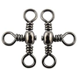 JSHANMEI 100Pcs/Lot Fishing Barrel 3 Way Swivels Crossline Rig Swivels Kit Fishing Lure Connector Fishing Tackle Set (10#)