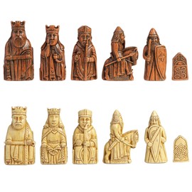 Veronese Design 3 1/2 Inch King Isle of Lewis Chess Men Set Resin Hand Painted Collectible Figurine Rust and Antique White Finish NO Board