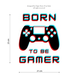 Gigio Store Born To Be Gamer Gaming Wall Sticker Game Controller 3D Effect Wall Sticker Game Bedroom Game Room Streaming Room