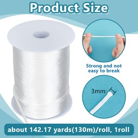 PH PandaHall - Cordón de satén blanco de 3 mm de 3 mm, hilo de seda con nudo chino, hilo de nailon para anudar, costura, joyería, macramé, ganchillo, manualidades