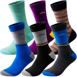 TENYSAF Cotton Dress Socks for Men: Business Crew Patterned Casual Mens Socks for Gift 6 Pairs