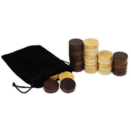 DA VINCI 1.25 inch Wood Backgammon or Checkers pieces - 30 pieces with Bag