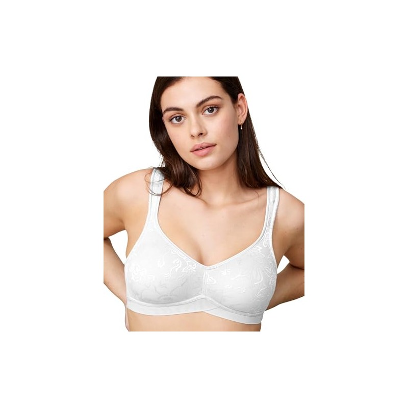 Wonderbra womens Women's Wireless With Wide Underbust Wonderband Bras, White,