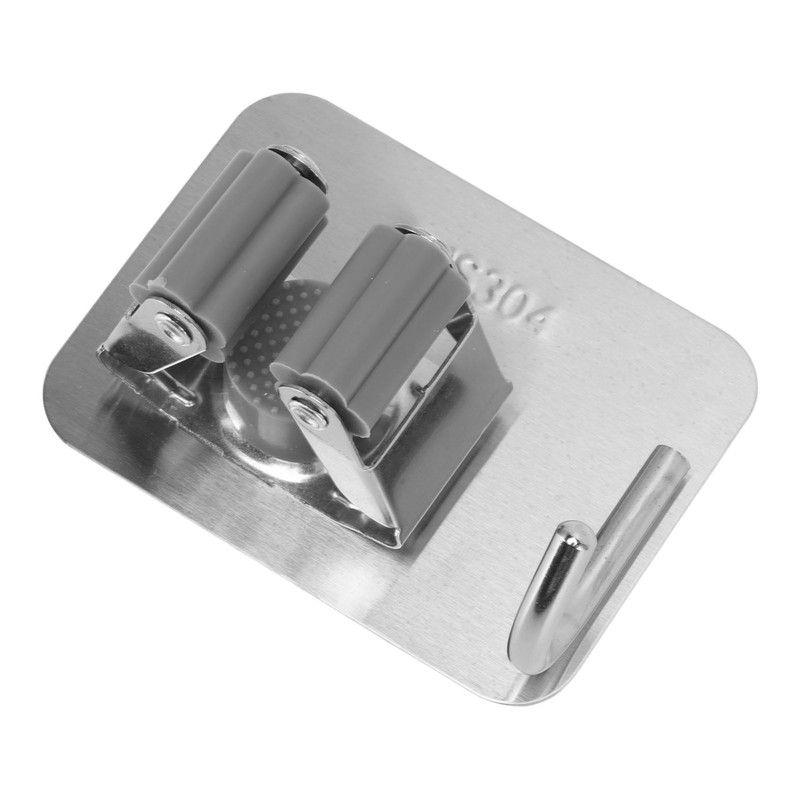 4Pcs Silver Mop Broom Holder with Hook Wall Mounted 304