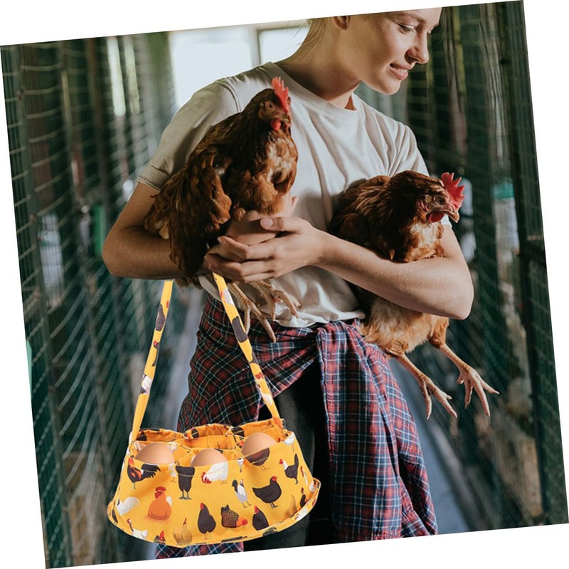 Ciieeo Egg Collecting Basket with 7 Pouches Sturdy Egg Gathering