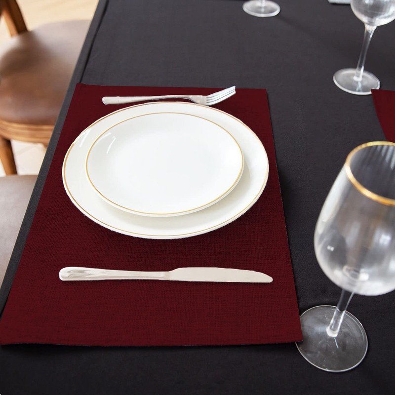 Rinpon Linen Placemats Set of 8, Machine Washable, Heat Resistant,