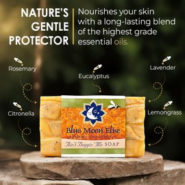 Blue Moon Elise Ain't Buggin Me Citronella Bar Soap for Men and Women, Natural Handmade Soap with Pure Citronella Essential Oils, Soap Bar for Camping and Outdoor Activities