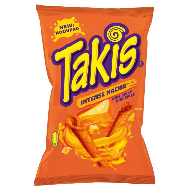 Grupo Bimbo Takis Intense Nacho Non-Spicy Rolled Tortilla Chips, 260g/9.1