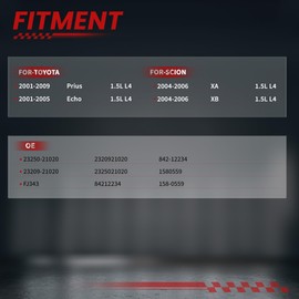 TSSLIIN Fuel Injectors for-Toyota Prius 2001-2009, for-Scion XA XB 2004-2006 1.5L, Echo 2001 2002 2003 2004 2005, High Performance Inyectores, replacement OE 23250-21020 23209 21020 (4PCS)