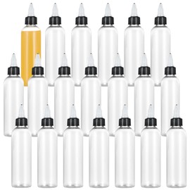 20PCS 8.5oz Clear Dispensing Bottles, Plastic Squeeze Bottles with Twist Top Caps for Oils Inks Liquids, Household Round Squeeze Bottles for Crafts Kitchen Food Making