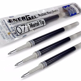 4 x Pentel LR7 Energel 0.7 mm Ballpoint Pen Refills with Metal Tip for Energel Xm, BL77/BL57/BL37 - Blue