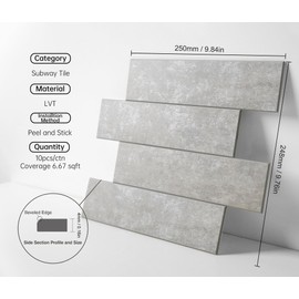 COLAMO Luxury 10 PCS Silver Matte Grey Faux Stone Peel and Stick Backsplash Tile for Kitchen,Stick on Backsplash for Living Room,Bedroom,Bathroom,Fireplace,Self Adhesive for Accent Wall(Waterproof)