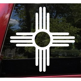 Minglewood Trading Black - Set of 2 Zia Sun Symbol Vinyl Decal - New Mexico Flag - 3w x 3h inches -Die Cut Stickers