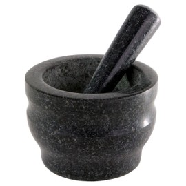Cole & Mason 5.5-inch Granite Mortar & Pestle - Unpolished Stone Mortar & Pestle for Kitchen - Small Grinding Bowl for Herbs and Spices - Black, 8 pounds