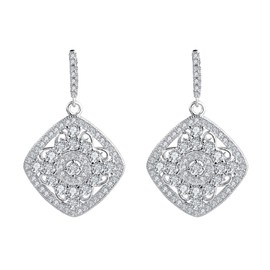 EVER FAITH Women's 925 Sterling Silver Cubic Zirconia Vintage Style Chandelier Dangle Earrings Clear