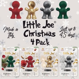 Little Joe Standard Christmas Car Air Freshener, 45-Day Long-Lasting Fragrance, Scented Vent Clip for Car Interior Home & Office - 4 Pack Xmas Mix