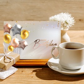 1 Premium Birthday Card 18 x 12 cm Folding Card with Envelope Greetings Card Happy Birthday Greeting Card for Birthday to Congratulate Grey and Pink