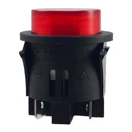 Pressure Switch PS18-16 Installation Diameter 25 mm 250 V 16 A Red, Illuminated Push-On Push-Off, Flat Connector 6.3 mm