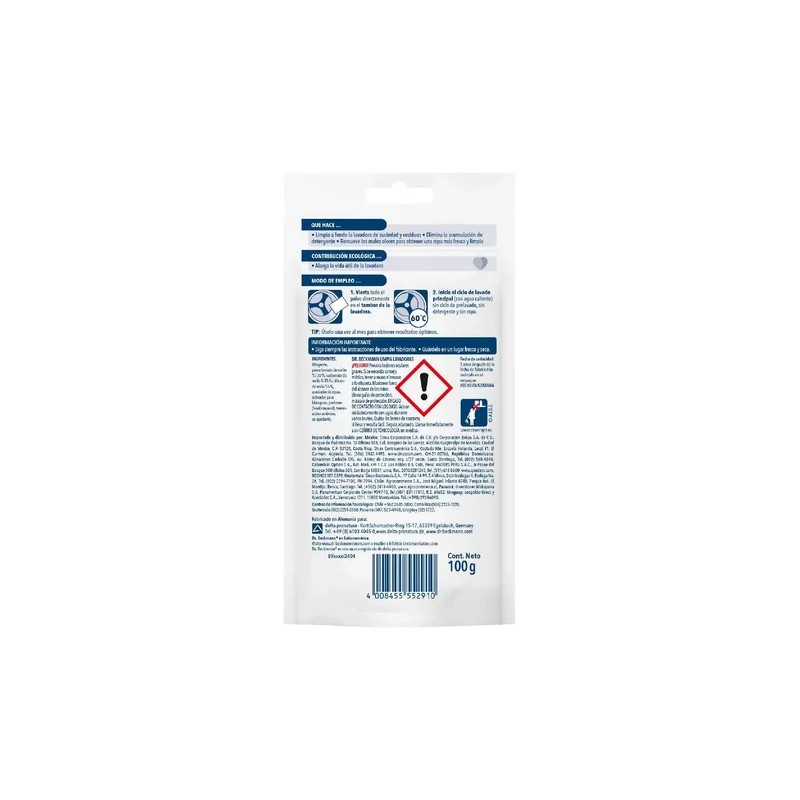 Doy Pack Limpia Lavadoras 100g 3pz Dr. Beckmann