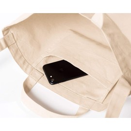 Printstar Tote Bag TSH Canvas Shoulder Tote with Pockets, natural