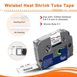 Welabel 3x Compatible Heat Shrink Tube Replacement for Brother HSe-231 HSe231 11.7mm Label Tapes for Brother P-Touch PT-E300 PT-H300 PT-E500VP PT-E550W PT-E100 PT-E110 PT-H200 PT-P750W, Black on White