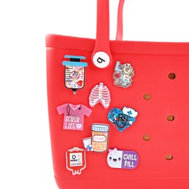Vagocom 8Pcs Nurse Themed Charms Accessories for Simply Southern Totes and Bogg Bags,Inserts Decorative Accessories for Beach Bags, Plastic, plastic