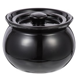 Ciieeo Ceramic Stew Pot with Lid Chinese Casserole Pot 500ml Clay Cooking Pot Steam Soup Bowl Stockpot Earthenware Pot for Home Kitchen Cookware Black, 11.20X11.20X8.50CM