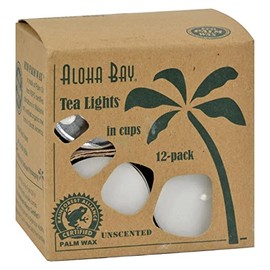 ALOHA BAY TEA LIGHT,WHITE, 12/.7 OZ