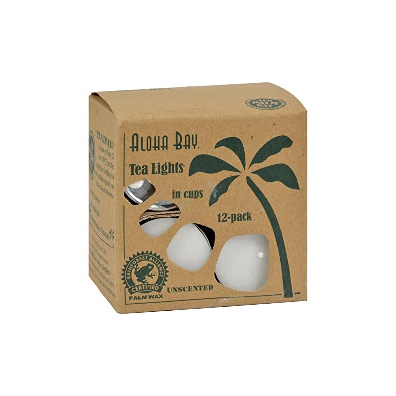 ALOHA BAY TEA LIGHT,WHITE, 12/.7 OZ
