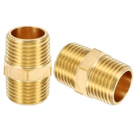 PATIKIL Brass Pipe Fittings Coupler, 6Pcs 1/2" x 1/2" NPT Male Thread Brass Hex Nipple Coupling Reducer Adapter Tubing Connector Adaptor for Water, Air, Oil, Gas Line System
