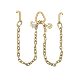 Mytee Products (4 Pack Grade 70 5/16" V-Chain Bridle Tow w/ 4" Mini J Hooks & Grab Hooks at Pear Link - 3' Leg 4700 LBS WLL Tow Truck Chain for Trailer Wrecker Recovery Towing