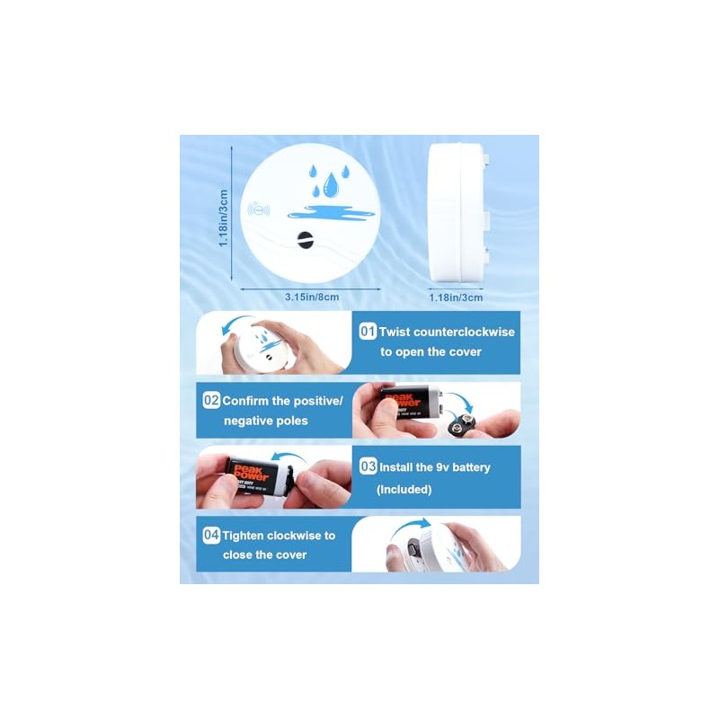 5-Pack Water Leak Detectors with 100dB Alarm for Home Safety