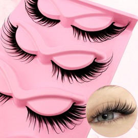 False Eyelashes, Wispy Cat-Eye Eyelashes, Wet Look, Curly, Fox Eye, Artificial Eyelashes, 18 mm Long, Dramatic Angel Wings Eyelash Lift, False Eyelashes, 5 Pairs Pack (Wet-06)