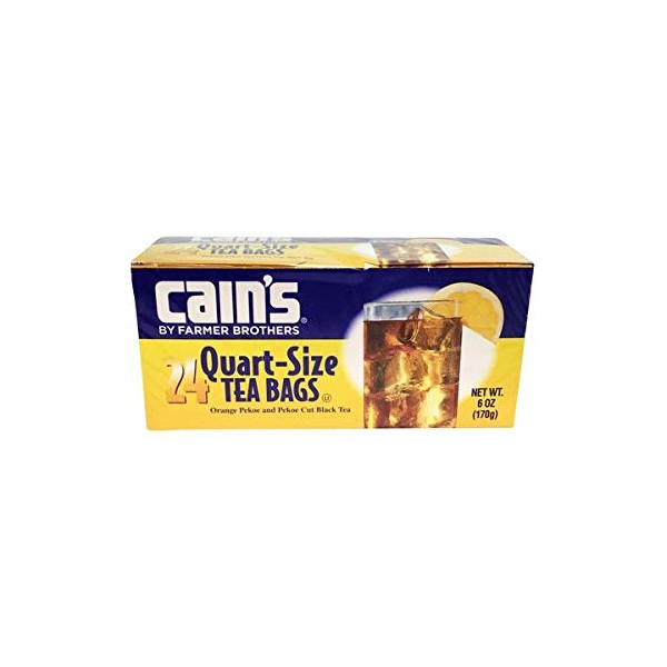 Cain's Orange Pekoe & Pekoe Cut Black Tea Quart Size Tea Bags, 24 Count