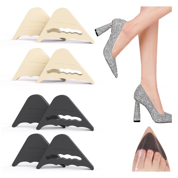 SooGree - Insertos de relleno reutilizables para los dedos, almohadillas ajustables para zapatos demasiado grandes para mujeres y hombres, zapatos planos (4 pares)