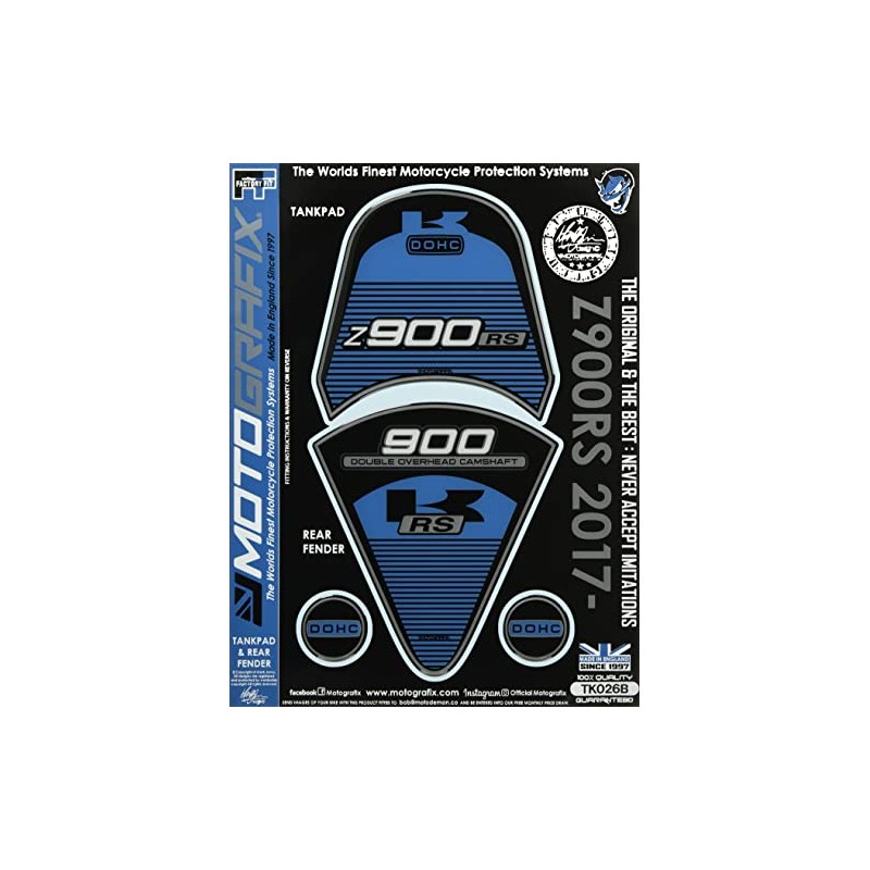 MOTOGRAFIX Z900RS (17-20) Tank Pad Tail Pad Set Blue/Black