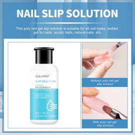SULLMAR Nail Slip Solution Nail Cleanser 2.7oz Poly Nail Gel Slip Solution Kit Nail Builder Slip Solution for Poly Nail Extension Gel with Dual-Ended Brush for Beginner at Home
