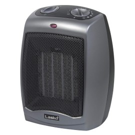 Lasko Portable Indoor Electric Ceramic Space Heater with Tip-Over Safety Switch, Overheat Protection and Thermostat, 2 Speeds, Safe for Home, 9.2 Inches, Dark Gray, 1500W, 754201