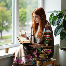 Book Lovers Gifts Blanket-Just a Girl Who Loves Books Throw Blanket,Reading Blanket for Book Lovers,Book Club Gifts for Readers Women Librarian Christmas Birthday Graduation Appreciation Present 60x50