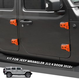 Jimen Fit for Jeep Wrangler JLU 4 Door 2018-2024, 20PCS Door Hinge & Tailgate Hinge Cover Exterior Trim Accessories (Orange)