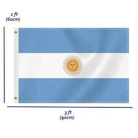 2×3 FT Argentina Flag, 60×90 CM Medium 100D Argentinians Outdoor Banner,Tiny Doube Side Printing Decor For Patio Garden With Brass Gromment