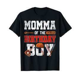 Momma Of The Birthday Boy Baseball Bday Family T-Shirt