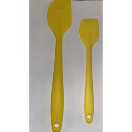 Unbranded Set Of Four Blue And Yellow Silicon Spatulas Scrapers Two Large Two Mini