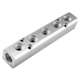 XMHF 5 Way Pneumatic Manifold Air Distribution Block, Compressed Air Manifold Pneumatic Block, Air Coupler Fast Connector for Pneumatic Air Compressor